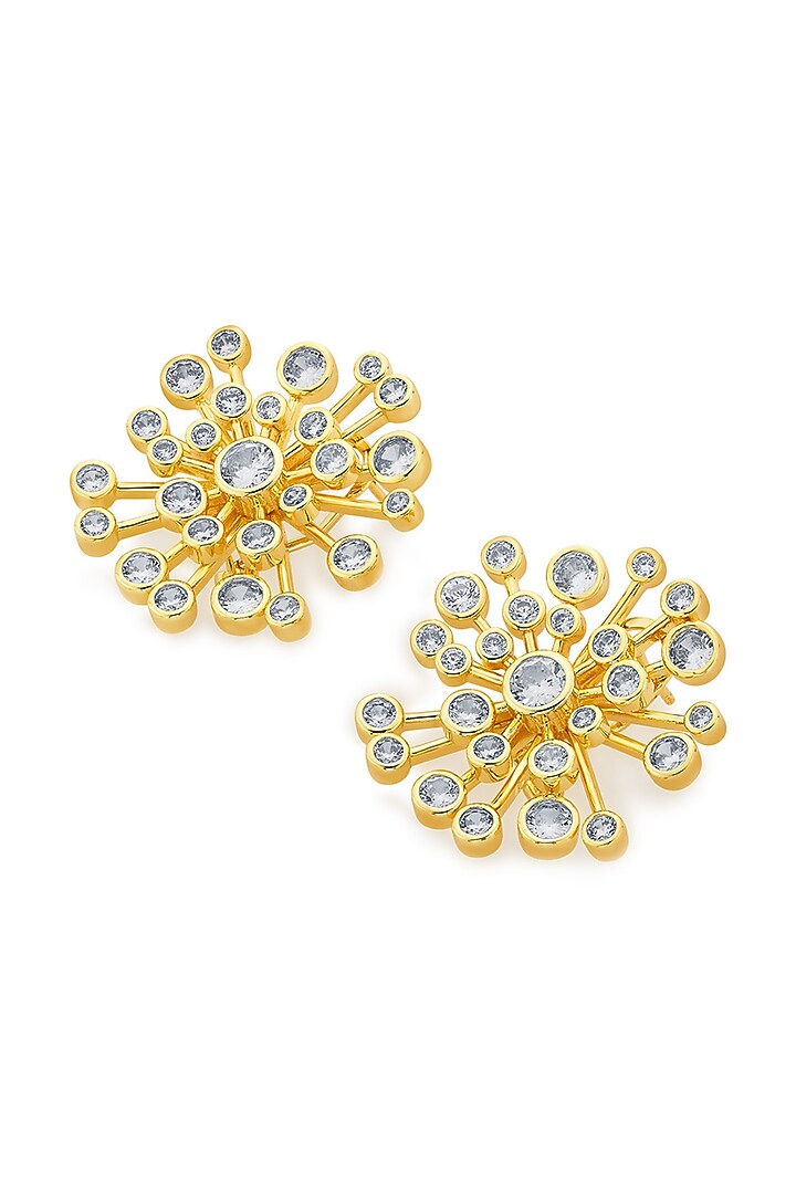 Gold Plated Handcrafted Starbust Stud Earrings by Isharya at Pernia's Pop Up Shop