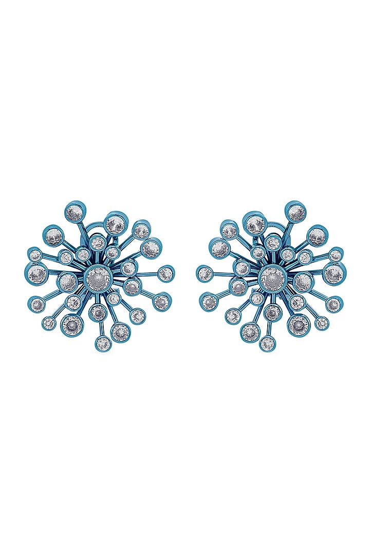 Aqua Blue Handcrafted Starbust Stud Earrings by Isharya at Pernia's Pop Up Shop