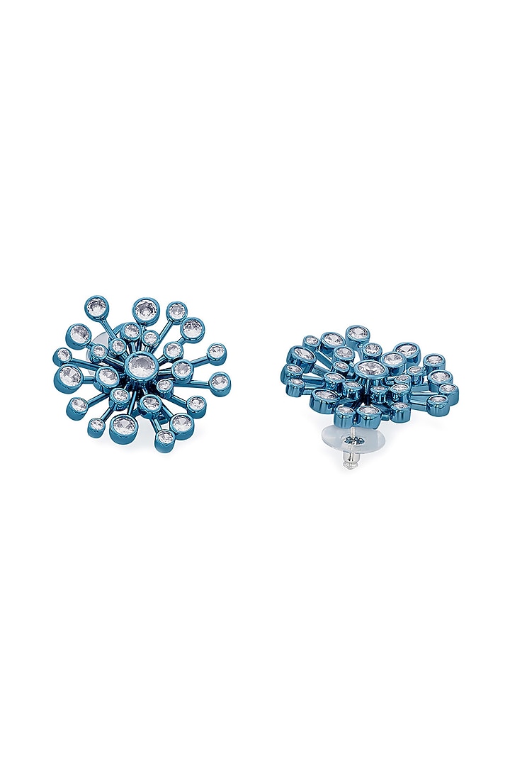Aqua Blue Handcrafted Starbust Stud Earrings by Isharya at Pernia's Pop Up Shop