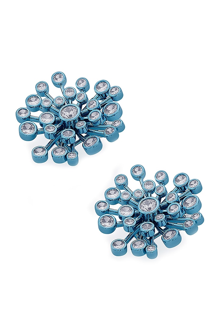 Aqua Blue Handcrafted Starbust Stud Earrings by Isharya at Pernia's Pop Up Shop