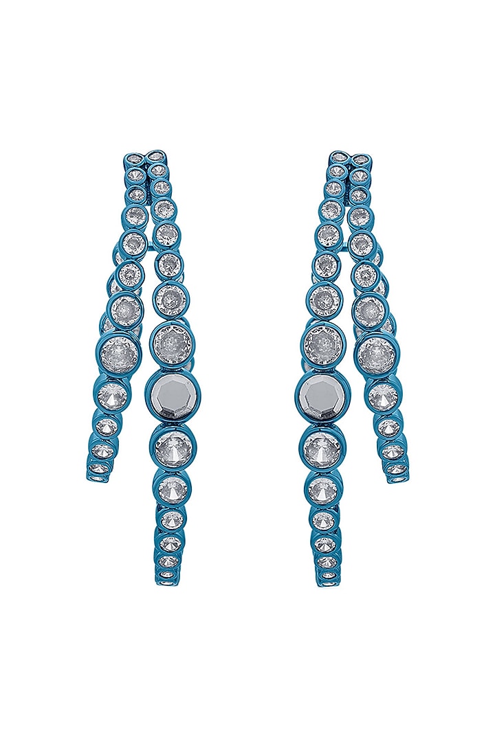 Aqua Blue CZ & Mirror Double Layered Hoop Earrings by Isharya at Pernia's Pop Up Shop