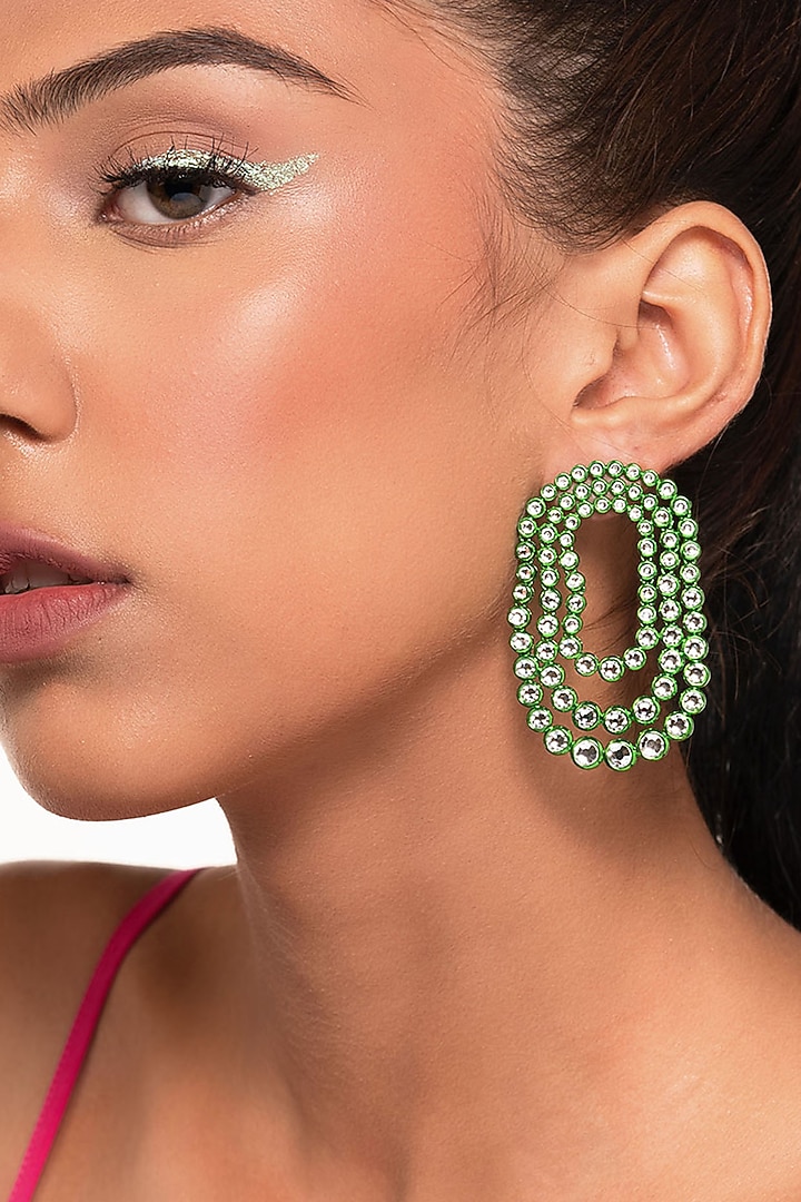 Green CZ Layered Stud Earrings by Isharya at Pernia's Pop Up Shop