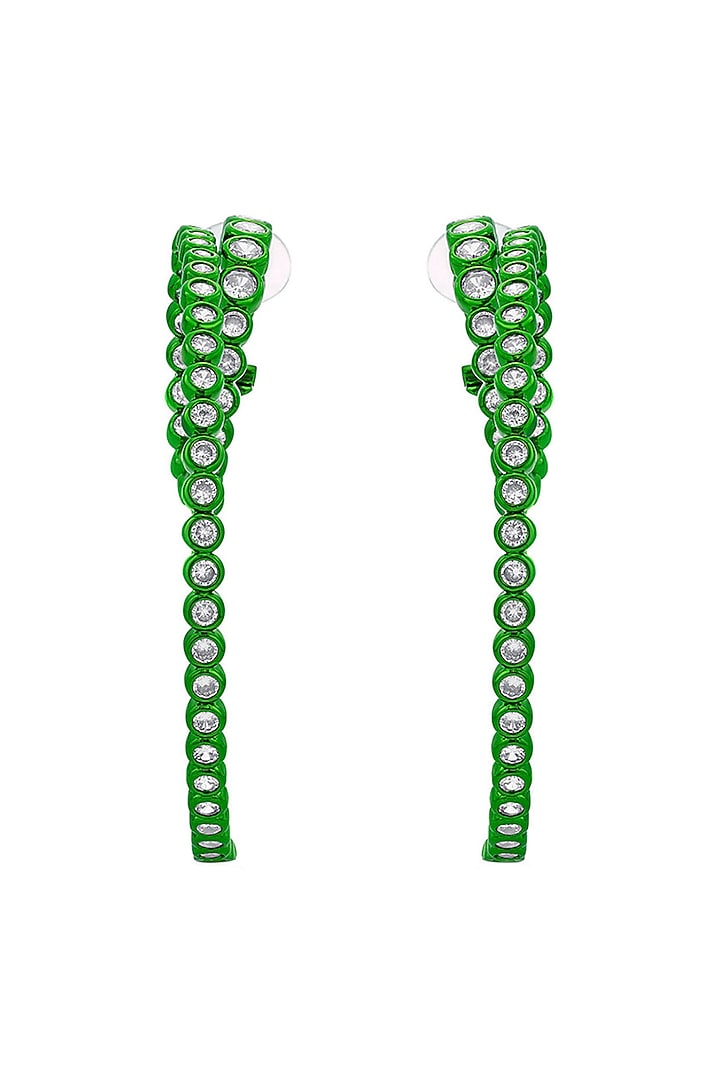 Green CZ Swirl Hoop Earrings by Isharya at Pernia's Pop Up Shop