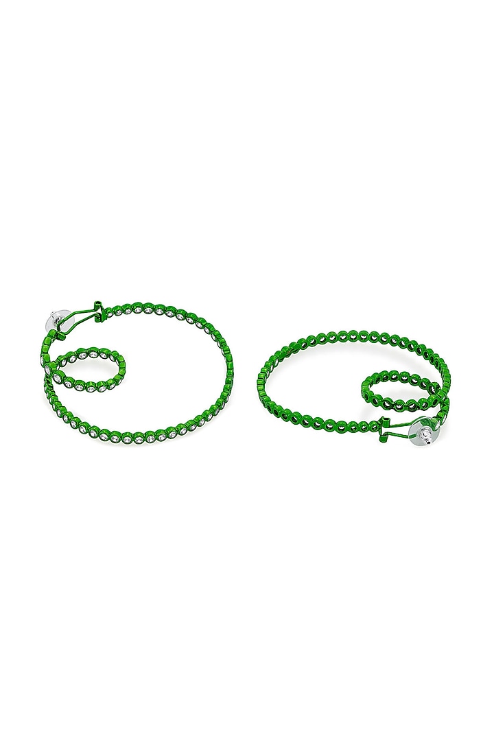 Green CZ Swirl Hoop Earrings by Isharya at Pernia's Pop Up Shop