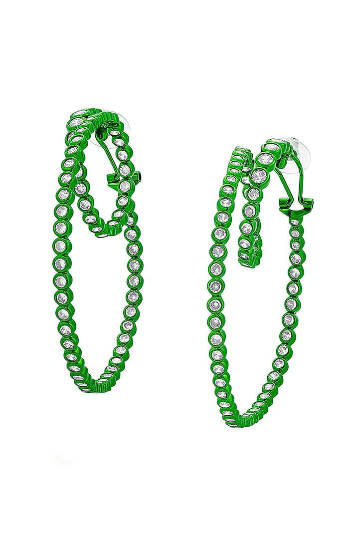 Green CZ Swirl Hoop Earrings by Isharya at Pernia's Pop Up Shop