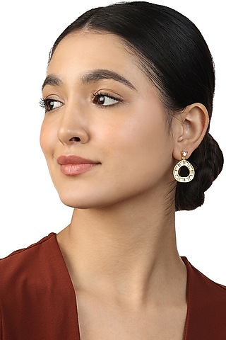 Gold Plated Mirror Square Stud Earrings by Isharya