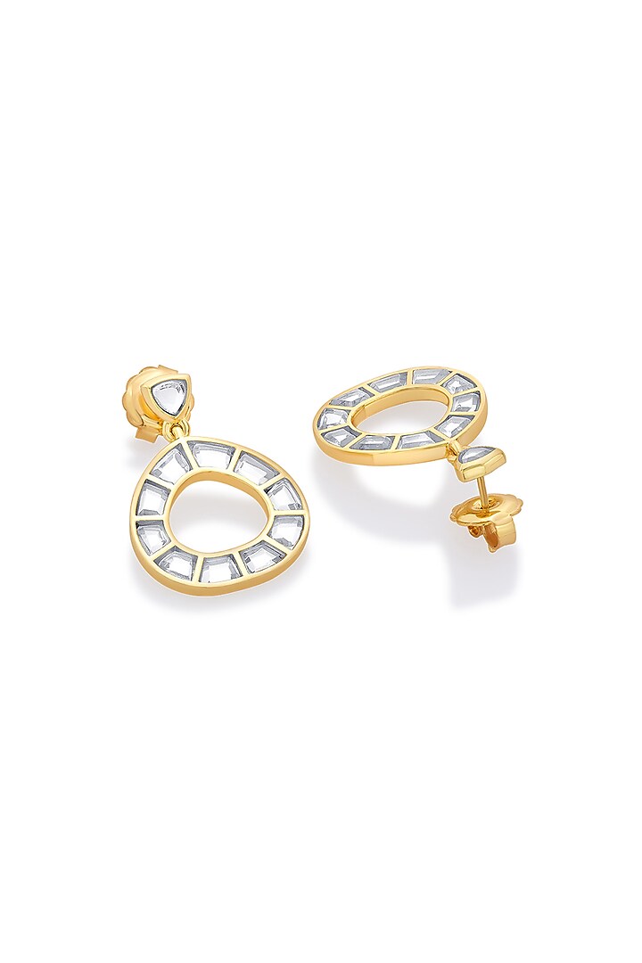 Gold Plated Mirror Square Stud Earrings by Isharya at Pernia's Pop Up Shop