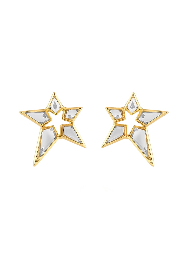 Gold Plated Mirror Star Stud Earrings by Isharya at Pernia's Pop Up Shop