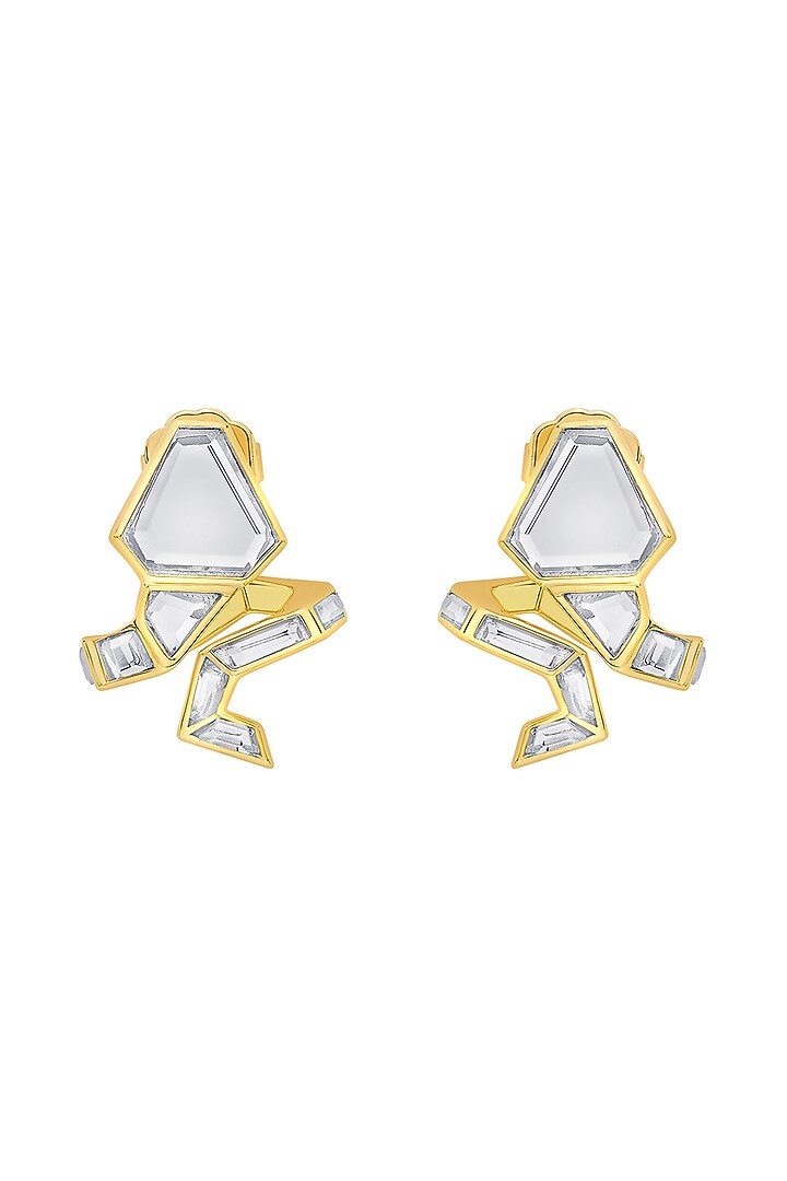 Gold Plated Mirror Snake Stud Earrings by Isharya at Pernia's Pop Up Shop