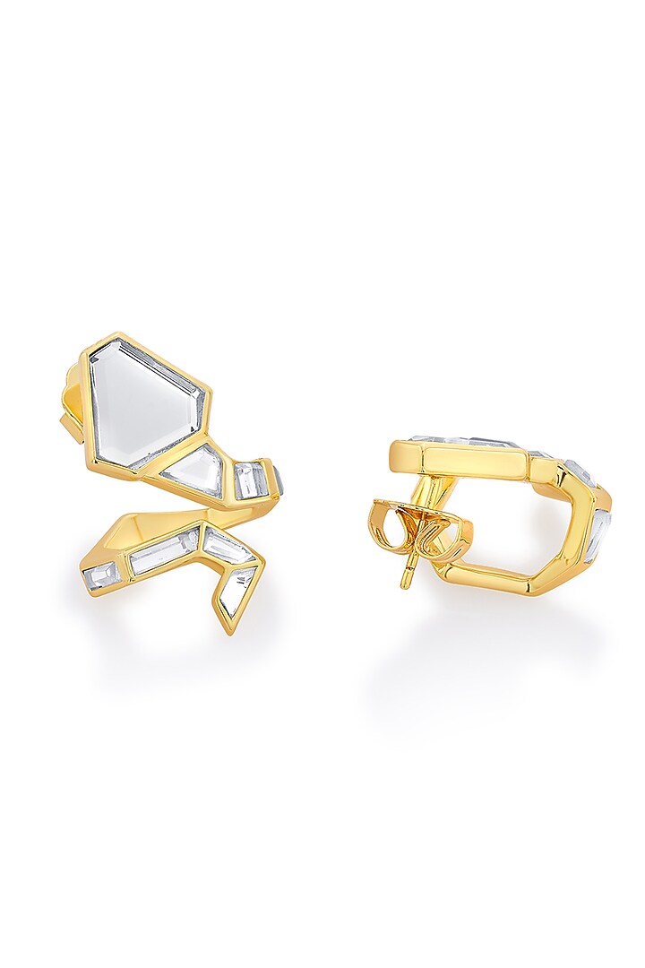 Gold Plated Mirror Snake Stud Earrings by Isharya at Pernia's Pop Up Shop