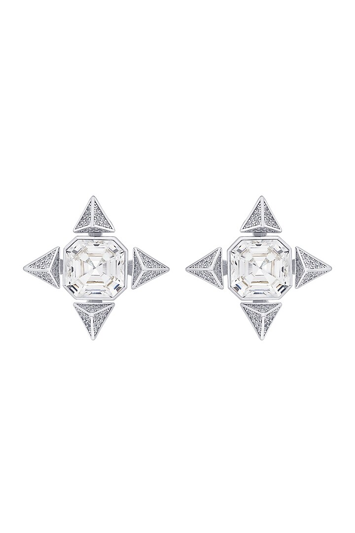 Black Rhodium Finish Crystal & White CZ Star Stud Earrings by Isharya at Pernia's Pop Up Shop