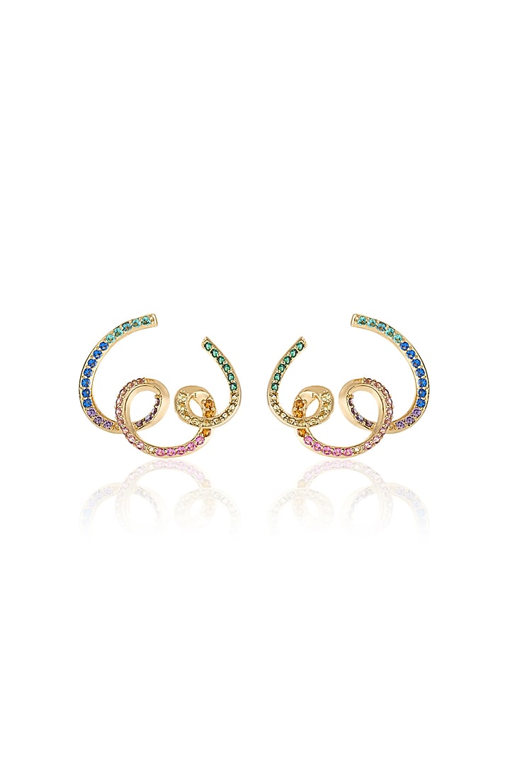 Gold Plated CZ Stone Disco Reverie Stud Earrings by Isharya at Pernia's Pop Up Shop