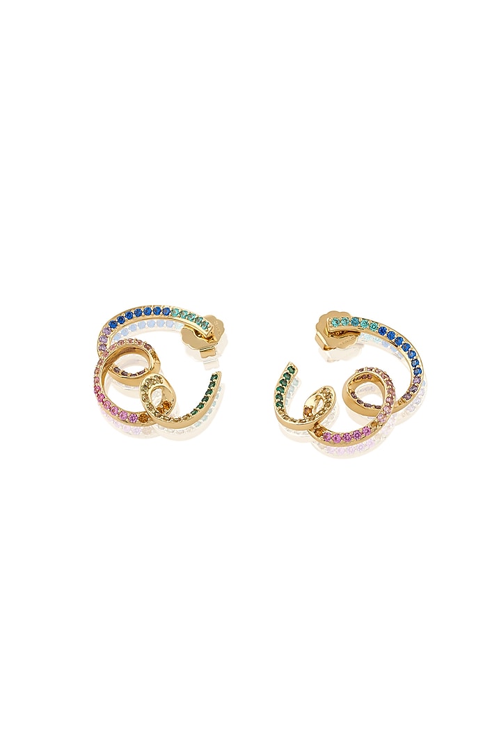 Gold Plated CZ Stone Disco Reverie Stud Earrings by Isharya at Pernia's Pop Up Shop