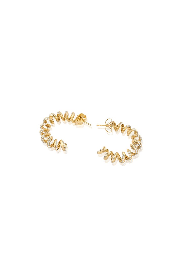 Gold Plated CZ Stone Disco Spiral Hoop Earrings by Isharya at Pernia's Pop Up Shop