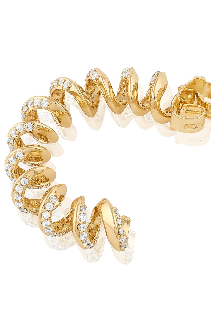 Gold Plated CZ Stone Disco Spiral Hoop Earrings by Isharya at Pernia's Pop Up Shop
