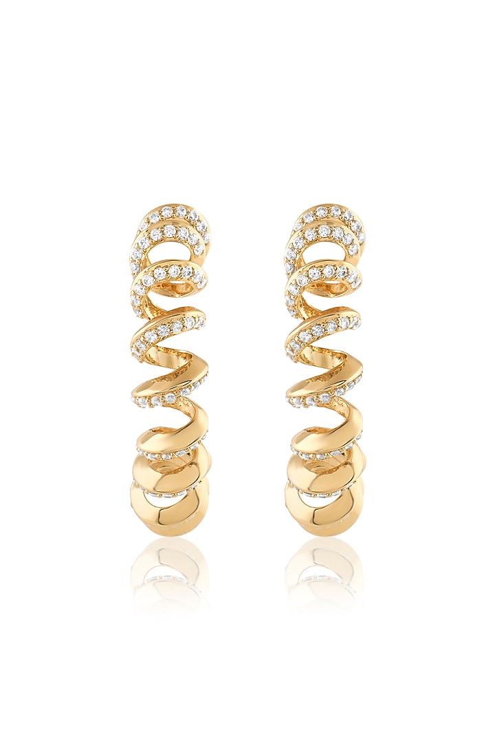 Gold Plated CZ Stone Disco Spiral Hoop Earrings by Isharya at Pernia's Pop Up Shop
