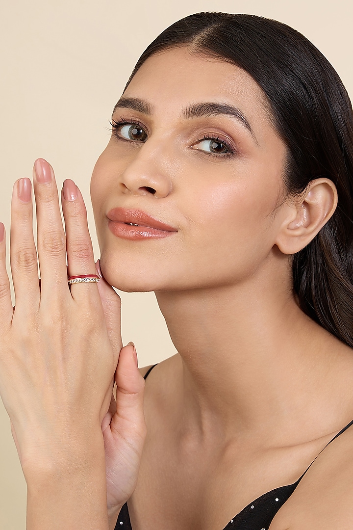 Gold Plated CZ Red Enameled Disco Ring by Isharya at Pernia's Pop Up Shop