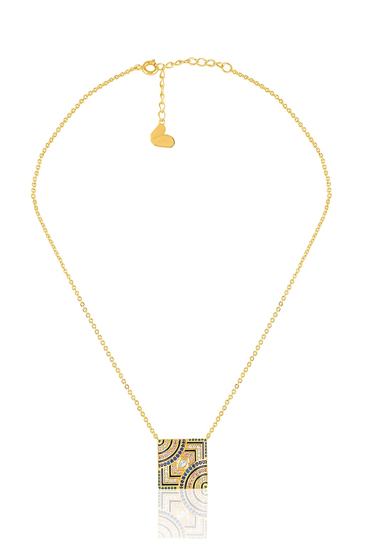 Gold Plated Crystal Zirconia Enameled Vyntra Pendant Necklace by Isharya at Pernia's Pop Up Shop