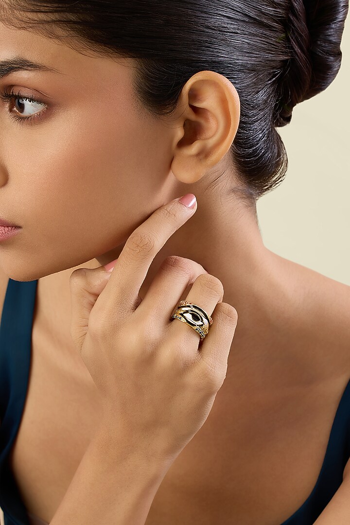 Gold Plated Crystal Zirconia Surreva Ring by Isharya at Pernia's Pop Up Shop