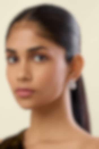 White Rhodium Finish Crystal Zirconia Stud Earrings by Isharya at Pernia's Pop Up Shop