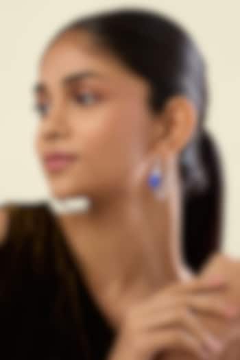 White Rhodium Finish Crystal Zirconia & Sapphire Stone Dangler Earrings by Isharya at Pernia's Pop Up Shop