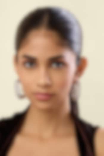 White Rhodium Finish Crystal Zirconia Hoop Earrings by Isharya at Pernia's Pop Up Shop