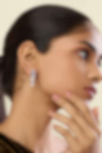 White Rhodium Finish Crystal Zirconia Dangler Earrings by Isharya at Pernia's Pop Up Shop