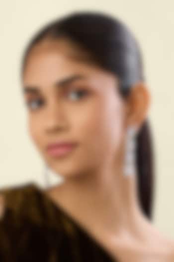 White Rhodium Finish Crystal Zirconia Dangler Earrings by Isharya at Pernia's Pop Up Shop