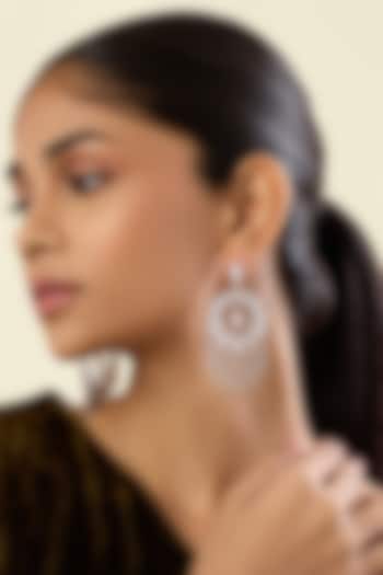 White Rhodium Finish Crystal Zirconia Dangler Earrings by Isharya at Pernia's Pop Up Shop