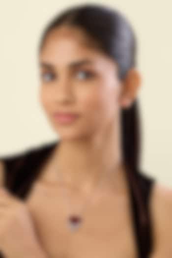 White Rhodium Finish Crystal Zirconia & Ruby Stone Necklace by Isharya at Pernia's Pop Up Shop