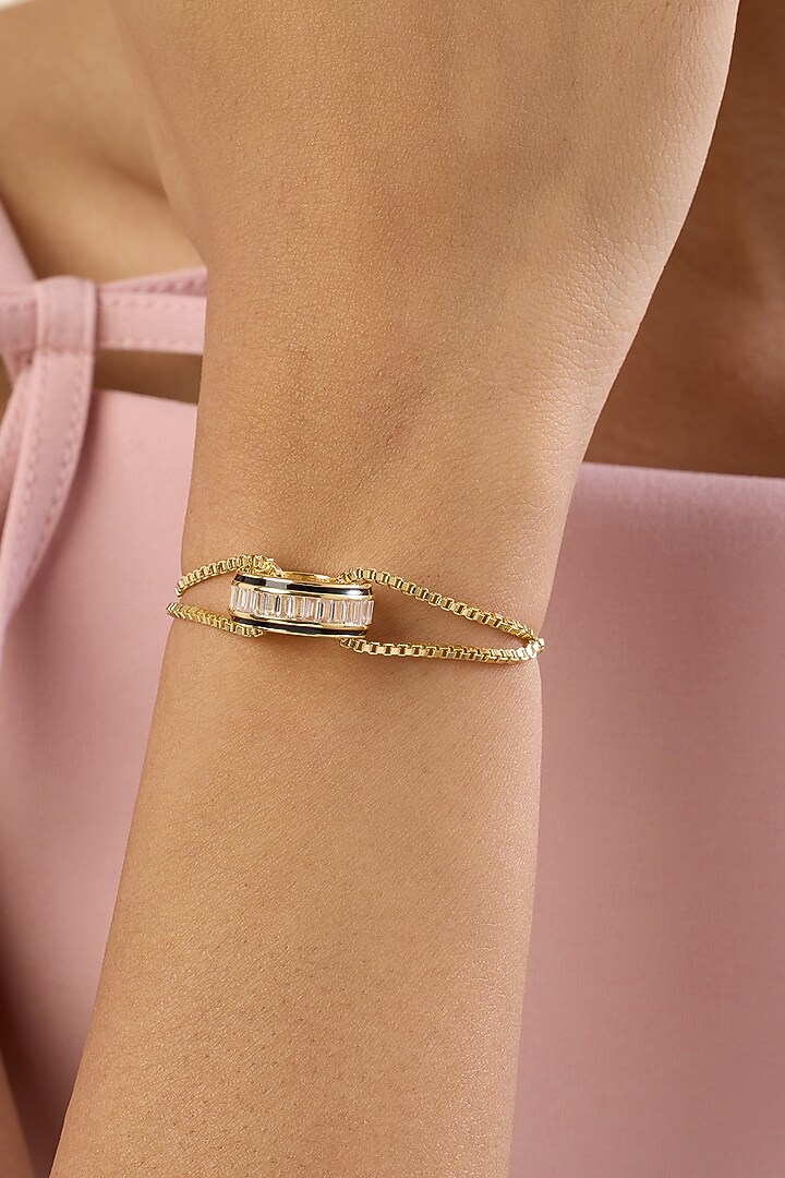 Gold Plated Crystal Zirconia Enameled Handcrafted Bracelet by Isharya at Pernia's Pop Up Shop