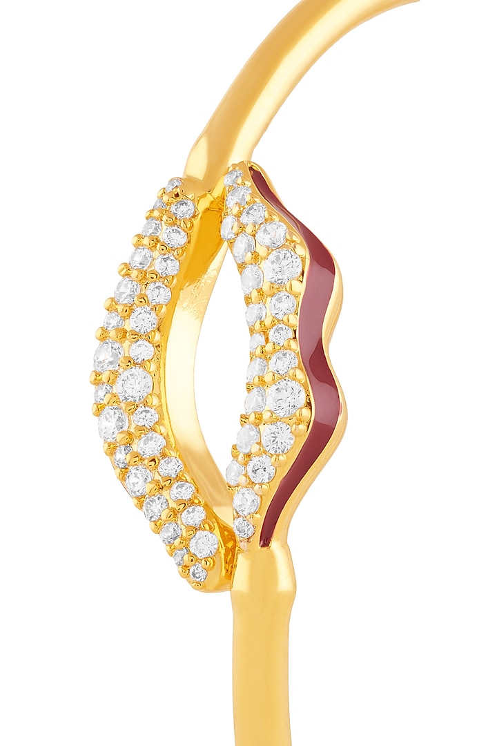 Gold Plated Crystal Zirconia Red Enameled Handcrafted Cuff Bracelet by Isharya at Pernia's Pop Up Shop