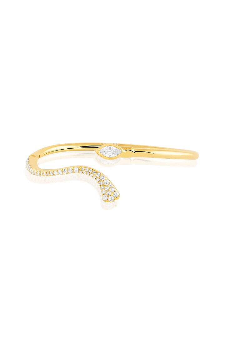 Gold Plated Crystal Zirconia Enameled Handcrafted Cuff Bracelet by Isharya at Pernia's Pop Up Shop