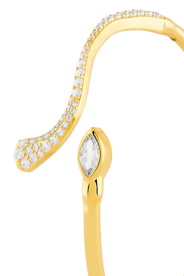 Gold Plated Crystal Zirconia Enameled Handcrafted Cuff Bracelet by Isharya at Pernia's Pop Up Shop