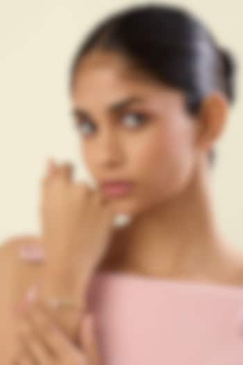 Gold Plated Crystal Zirconia Enameled Handcrafted Cuff Bracelet by Isharya at Pernia's Pop Up Shop