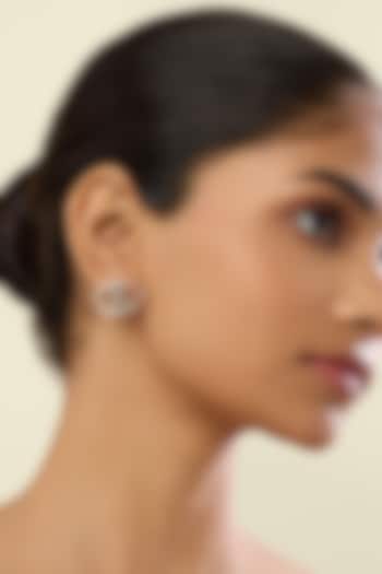 Gold Plated Crystal Zirconia Enameled Stud Earrings by Isharya at Pernia's Pop Up Shop