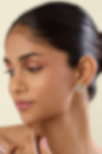 Gold Plated Crystal Zirconia Enameled Stud Earrings by Isharya at Pernia's Pop Up Shop