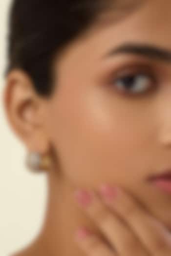 Gold Plated Crystal Zirconia White Enameled Hoop Earrings by Isharya at Pernia's Pop Up Shop