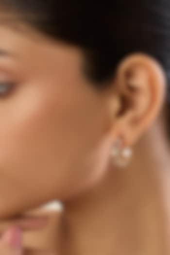 Gold Plated Crystal Zirconia Red Enameled Hoop Earrings by Isharya at Pernia's Pop Up Shop