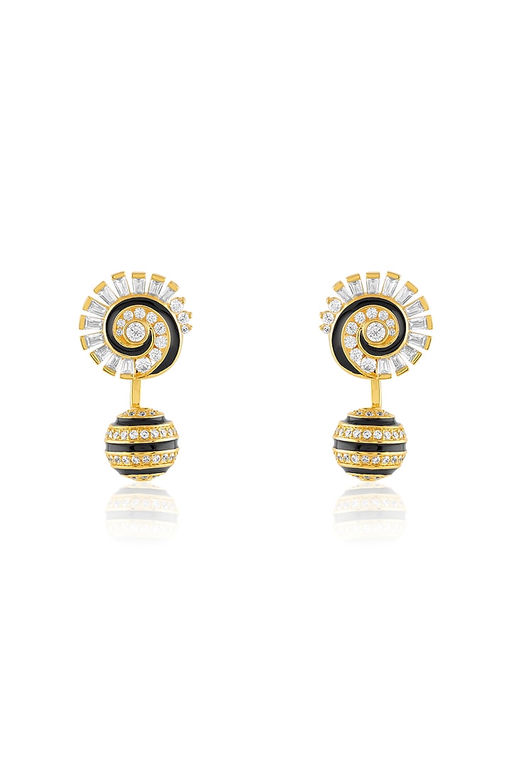 Gold Plated Crystal Zirconia Multi-Colored Enameled Dangler Earrings by Isharya at Pernia's Pop Up Shop