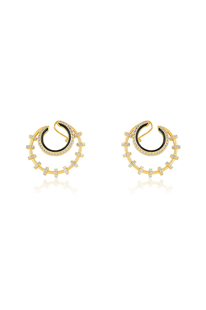 Gold Plated Crystal Zirconia Multi-Colored Enameled Hoop Earrings by Isharya at Pernia's Pop Up Shop