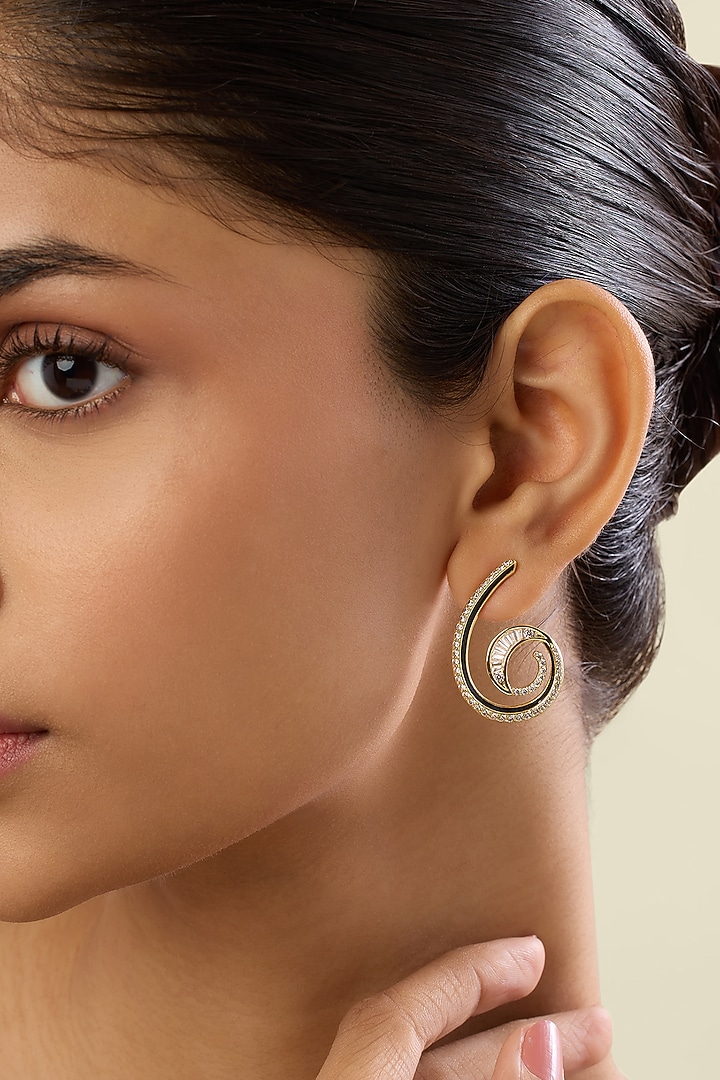 Gold Plated Crystal Zirconia Multi-Colored Enameled Hoop Earrings by Isharya at Pernia's Pop Up Shop