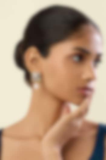 Gold Plated Crystal Zirconia Multi-Colored Enameled Dangler Earrings by Isharya at Pernia's Pop Up Shop