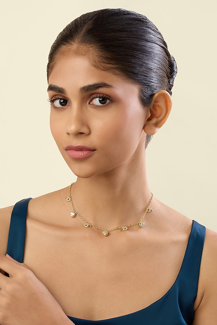 Gold Plated Crystal Zirconia Statement Choker Necklace by Isharya at Pernia's Pop Up Shop
