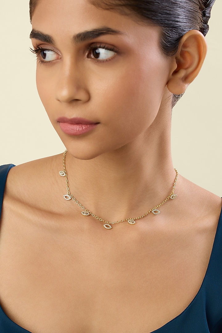 Gold Plated Crystal Zirconia Statement Choker Necklace by Isharya at Pernia's Pop Up Shop