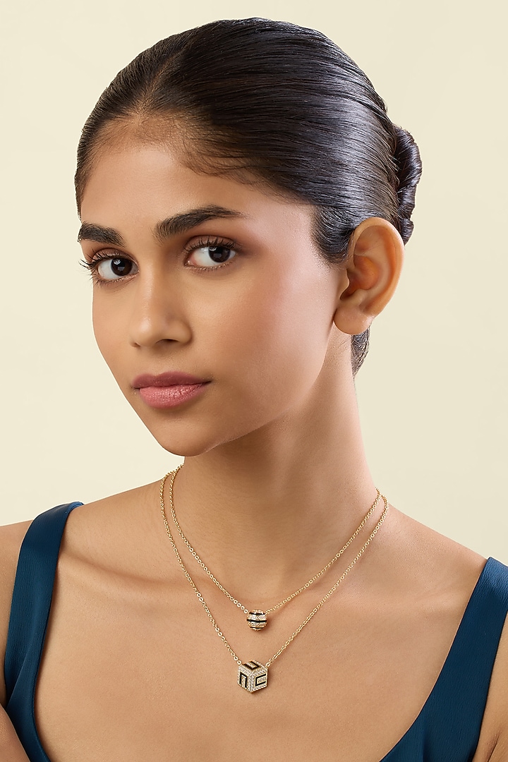 Gold Plated Crystal Zirconia Enameled Layered Necklace by Isharya at Pernia's Pop Up Shop