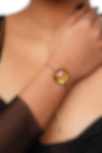 Gold Plated Crystal Wrapped Enameled Bracelet by Isharya