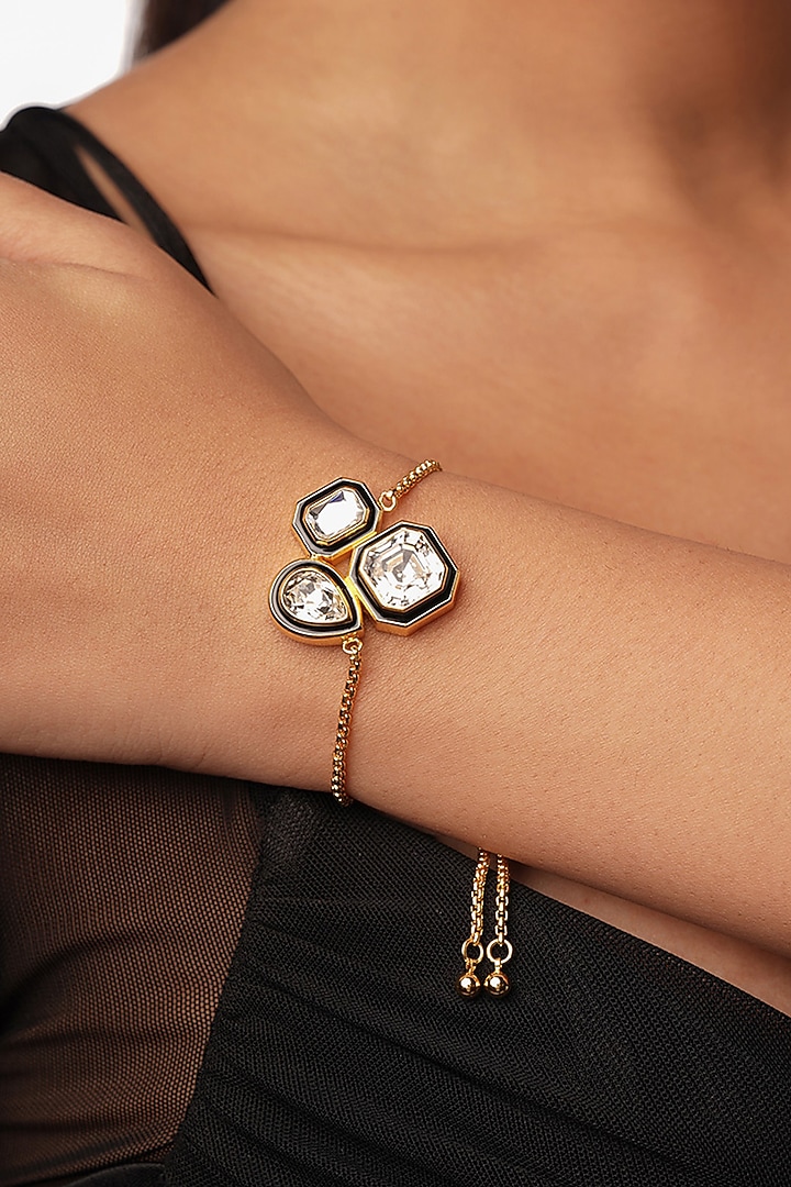 Gold Plated White Crystal Trio Bracelet by Isharya at Pernia's Pop Up Shop