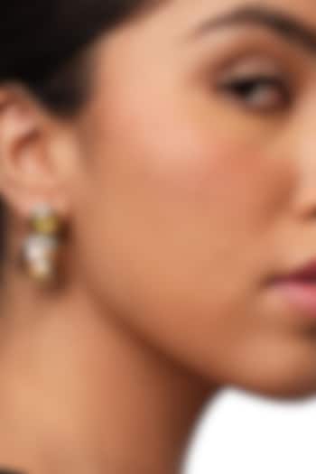 Gold Plated Crystal Enameled Dangler Earrings by Isharya at Pernia's Pop Up Shop