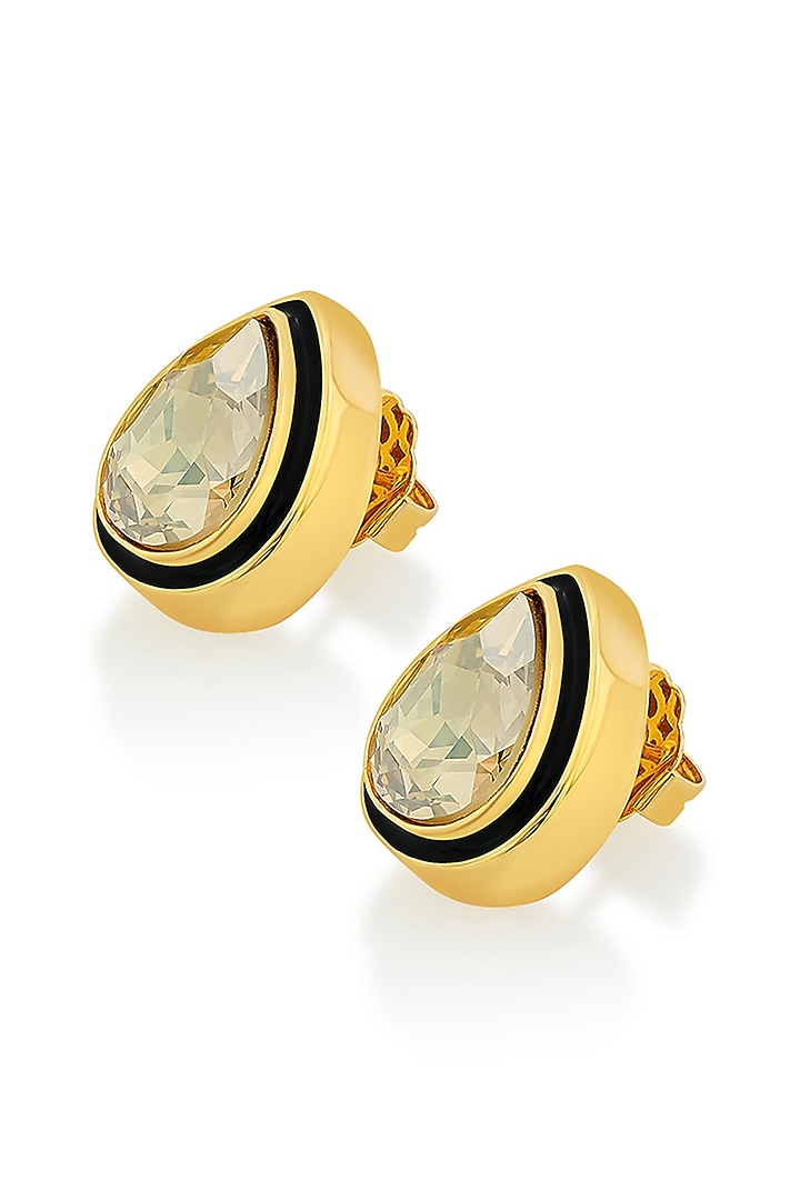 Gold Plated Crystal Enameled Stud Earrings by Isharya at Pernia's Pop Up Shop